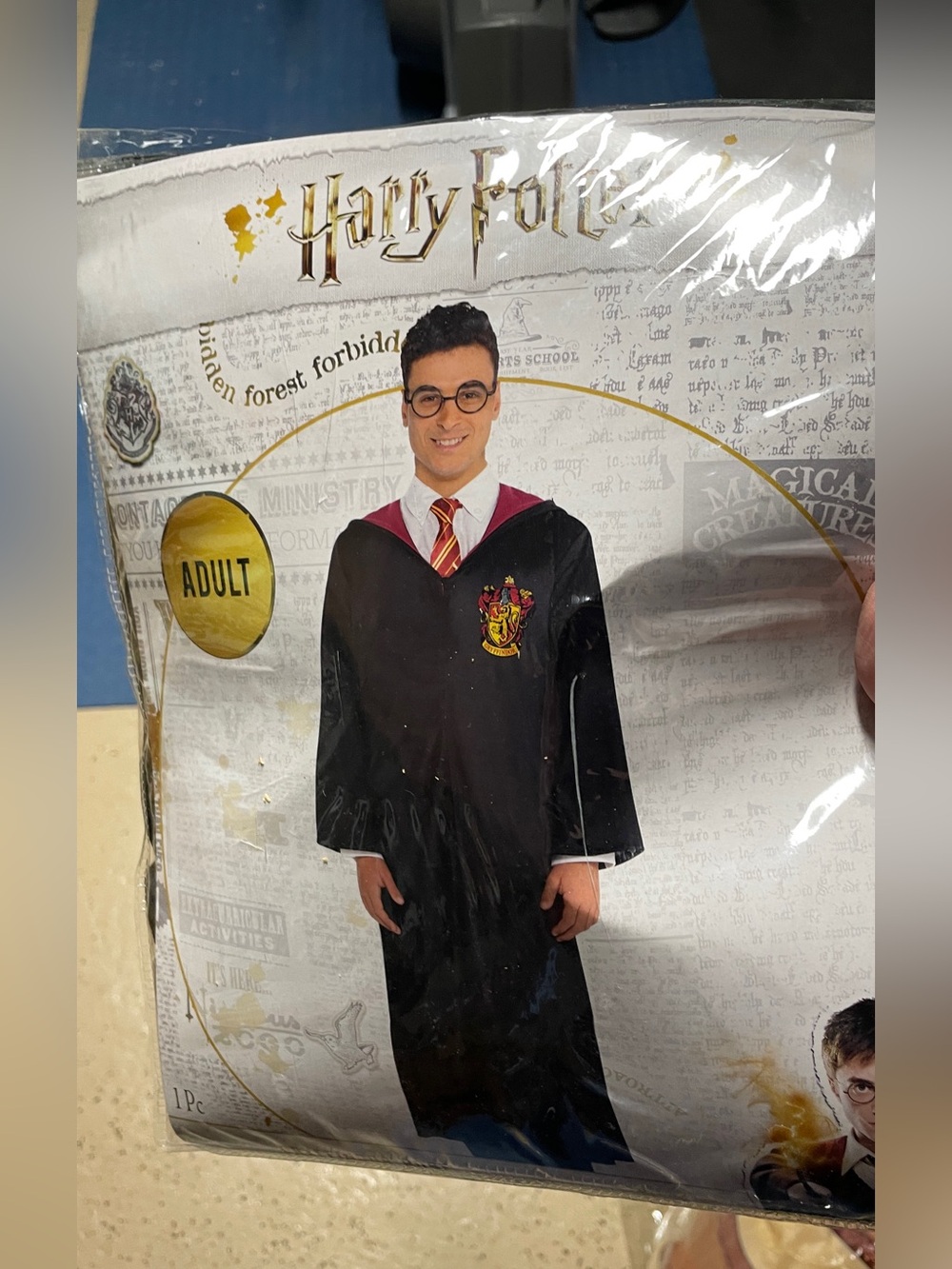 Black and Red Wizard Robe Costume with Crest